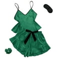 thumbnail image 1 of Conjunto de pijama de seda helada para mujer: pantalones cortos con tirantes y lazo liso, ropa fina para estar por casa, tallas S-XL, 1 of 1