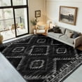 thumbnail image 3 of NewBuros 6'x9' Area Rugs for Living Room, Non-Slip Machine Washable Rugs, Soft Stain Resistant Low Pile Vintage Distressed Print Western Indoor Carpet, Black, 3 of 12