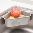 thumbnail image 2 of Inteprter Colador Triangular para fregadero de cocina, escurridor de frutas y verduras, cesta con ventosa, estante de esponja, estante de almacenamiento Organizadores de utensilios de cocina gris Inteprter HA2883-02B, 2 of 6