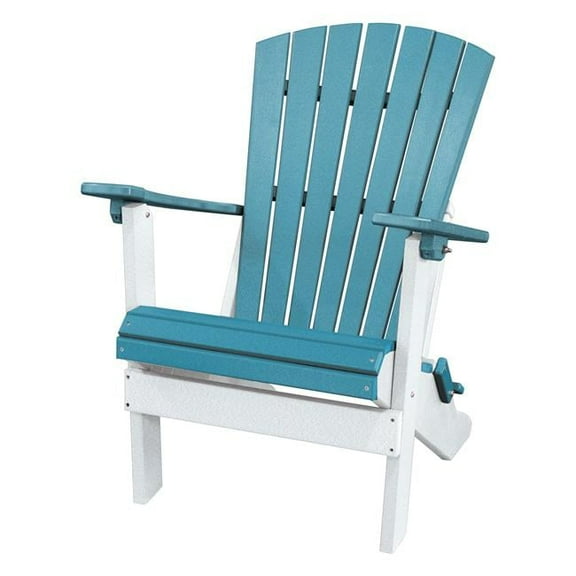 41 x 29 x 35 in. OS Home & Office Fan Back Folding Adirondack Chair, Aruba Blue & White