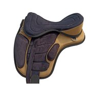 Beige Black Freemax English Treeless Synthetic Horse Saddle Matching Girth & Stirrups