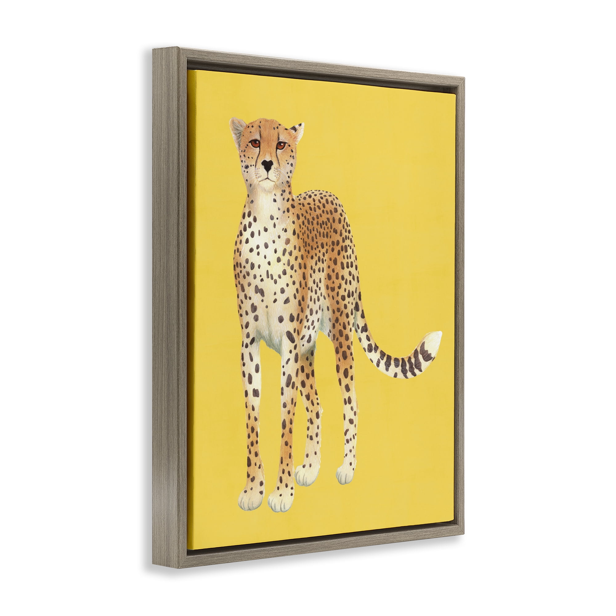 Stupell Industries Exotic Cheetah over Yellow Brown Framed Floater Canvas Wall Art, design by Karolina Sato