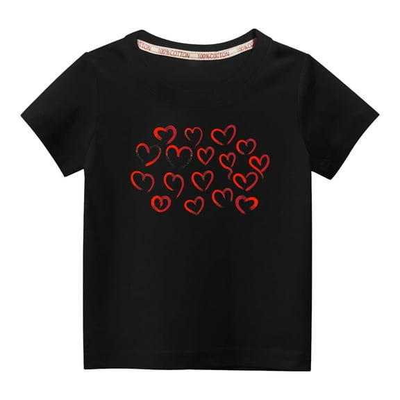 Utoimkio Kids Boys Girls Heart Graphic Short Sleeve T-Shirts Summer Casual Crewneck Tee Tops for Boys Girls 3-10 Years