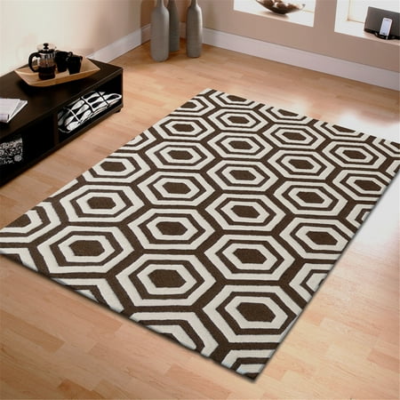 UPC 190052000056 product image for Superior Collection Hand Tufted Geometric Wool Rug 5 X8  - Brown/Ivory | upcitemdb.com