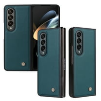 Mantto Leather Case for Samsung Galaxy Z fold 4, Elegant Luxury Back Folding Slim Case with Magnetic Attraction Soft Silicone Shockproof Front Frame Protection Folio Cover for Samsung Z Fold4,Blue
