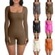 thumbnail image 2 of Women Ribbed Knit Jumpsuits Long Sleeve Square Neck Bodycon Jumpsuit, 2 of 7