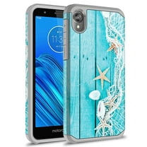 Moto E6 Case, Kaesar Slim Hybrid Dual Layer Shockproof Hard Cover Graphic Fashion Cute Colorful Silicone Skin Cover Armor Case for Moto E6 (Starfish)
