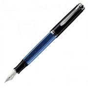 Pelikan Souveran M805 Fountain Pen - Black & Blue Silver Trim - Medium Point