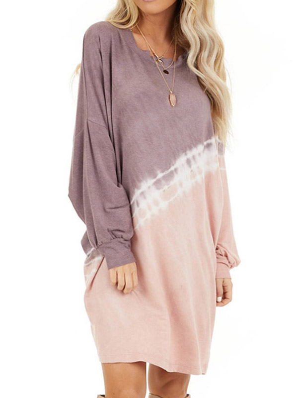 contrast flared sleeve midi dress