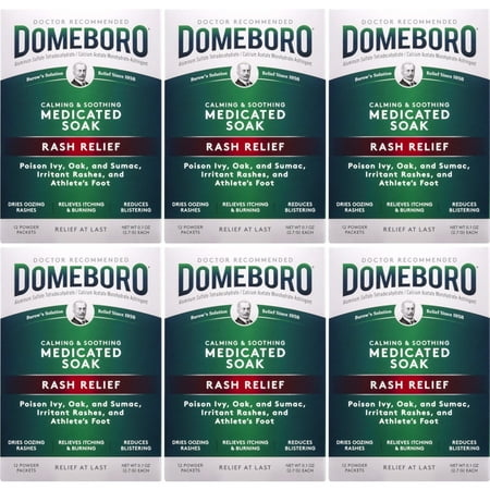 6 Pack - Domeboro Soothing Soak Rash Relief Astringent, one box of 12 packets Each