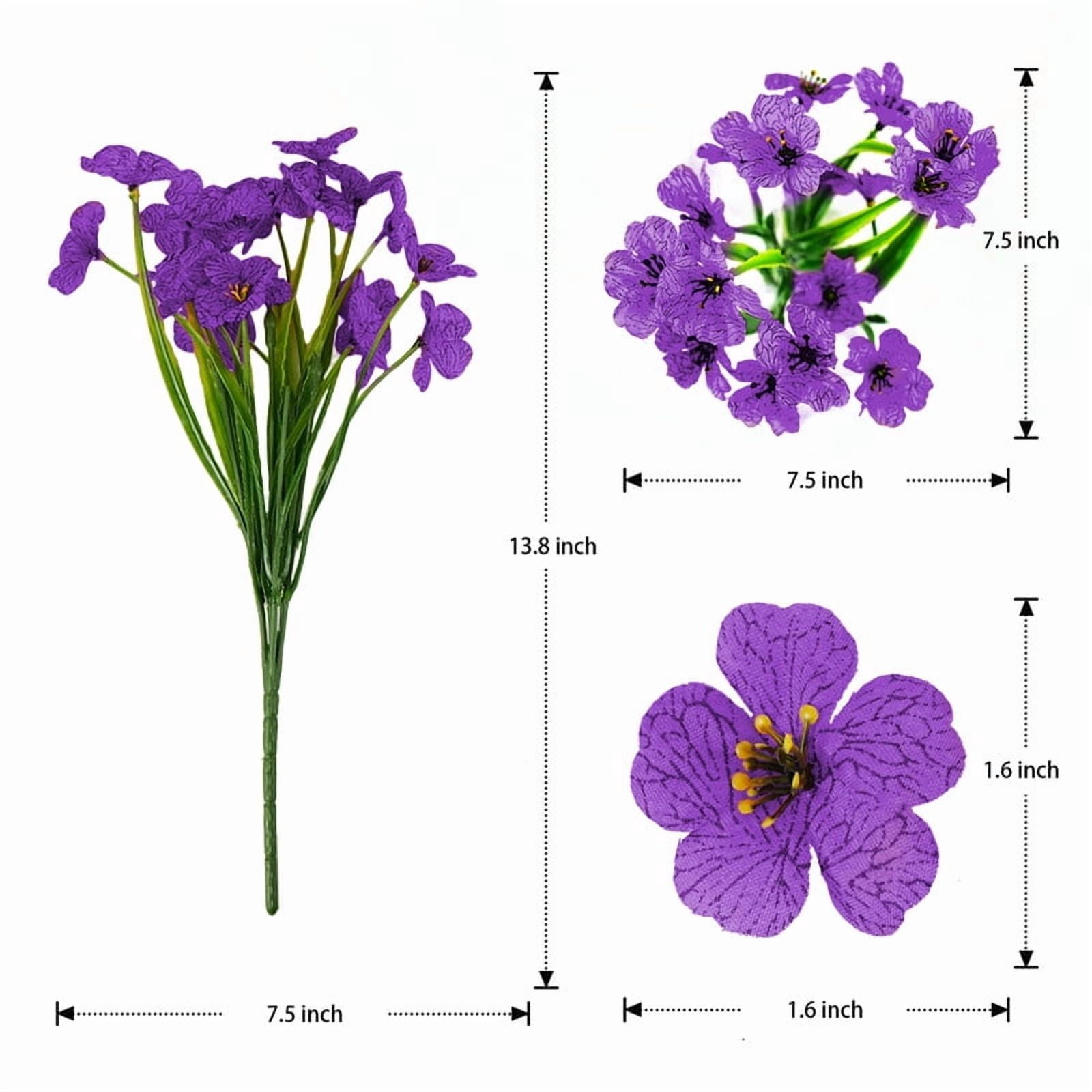 VVYXX 24 Bundles Fake Flowers Outdoor Artificial Plants Faux Flowers Spring Summer Decor Outside Home Garden Porch Window Box Decorations, Purple