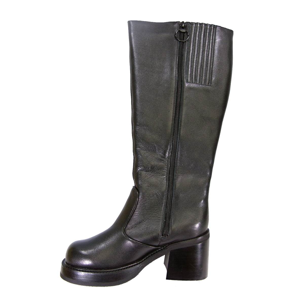 PEERAGE Terri Women's Wide Width Side Zip Leather Knee High Boots BLACK 10