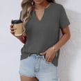 thumbnail image 4 of Otvok 2025 Blouses for Women New Summer Solid Color V-Neck Short Sleeved Tops, 4 of 6