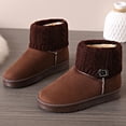 thumbnail image 5 of BXJX Womens Mid-Calf Boots, Fleece-Lined Warm Non Slip Slip On Snow Boots Coffee Size 6, 5 of 6