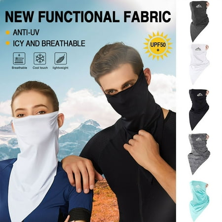 Men Women Motorcycle Ice Silk Face Shield Ear Hanging Mask Mouth Headwear Tube Scarf Neck Cover Bandana Safety Balaclava Wristband...