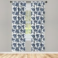 thumbnail image 3 of Ambesonne Hawaii Curtains, Monochrome Flower Art, Pair of 28"x63", Navy Blue White, 3 of 5