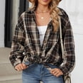 thumbnail image 4 of HBFAGFB Plaid Button Down Shirts for Women Casual Jacket Fall Clothes Versatile Daily Wear Coffee Size L, 4 of 7