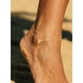 thumbnail image 2 of U7 14K Gold Plated Ankle Bracelets for Women Layered Initial Y Alphabet Anklets Adjustable Waterproof Summer Beach Foot Jewelry Gift for Mother's Day, 2 of 8