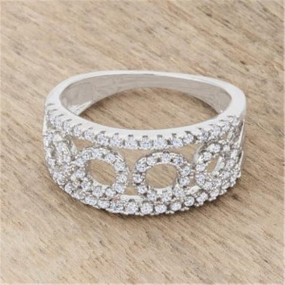 0.5 ct Rina Cubic Zirconia Rhodium Contemporary Band Ring, Clear - Size 8