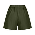 thumbnail image 6 of Elastic Waist Linen Shorts with Pockets Womens Lightweight Casual Summer Loose Shorts Plus Size Beach Hot Pants (5XL, Army Green), 6 of 6