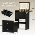 thumbnail image 4 of COMHOMA Small Vanity Desk with Mirror and Lights, 3 in 1 Makeup Table Set, Glass Top, Storage Stool, Black, 4 of 9