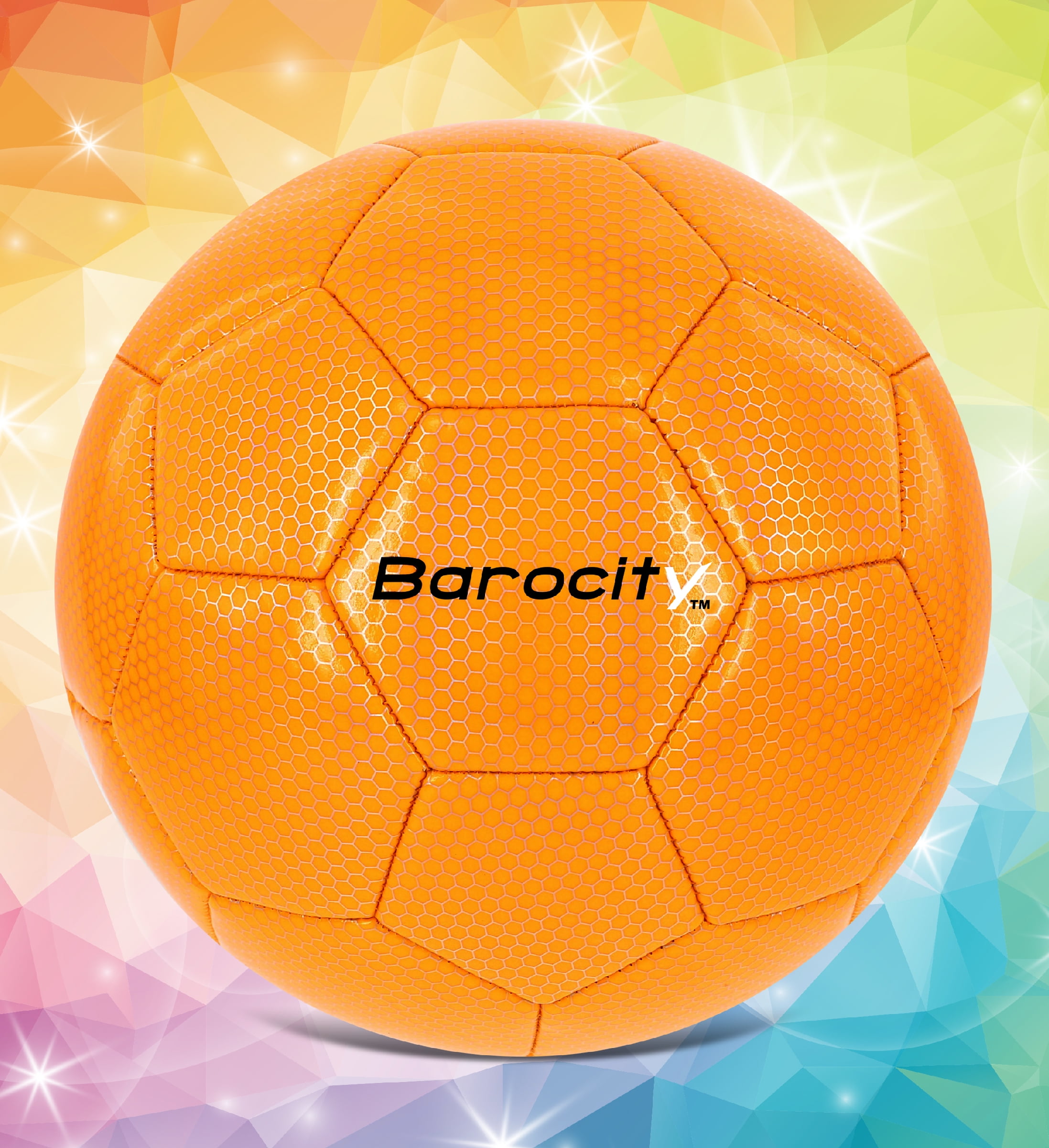 Barocity Iridescent Soccer Balls Set of 4 – Blue, Red, Green, Orange Official Match Ball with Reflective Hex Pattern, Sport Soccer Balls for Indoor and Outdoor Training and Practice Games - Size 3