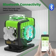 4D 16 Lines Self-Leveling Laser Level, 200Ft Green Beam 4 x 360° Cross Line Laser Level Tools with Bluetooth, Remote Control and Magnetic Bracket