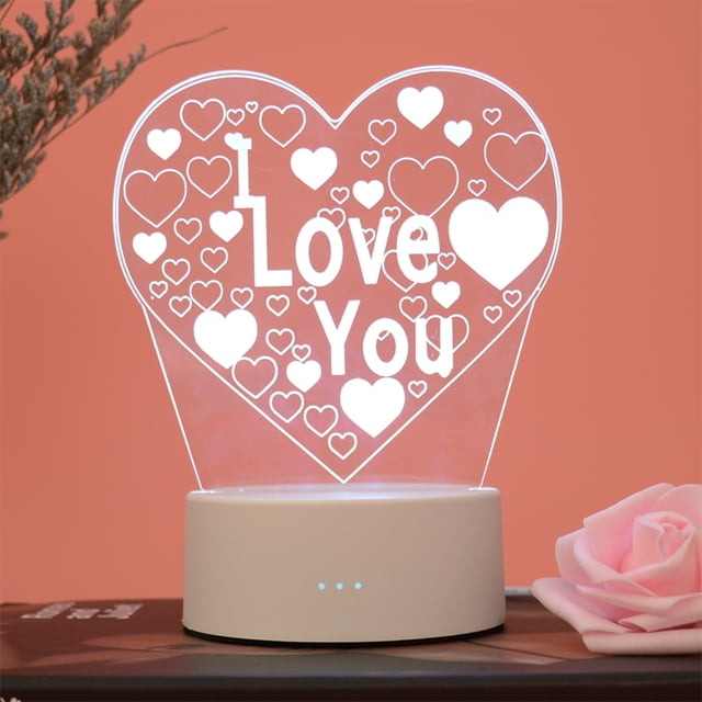 GOOHOCHY Lámpara 3D con forma de corazón, luces LED multicolor, luz nocturna táctil USB, lámpara de mesa para pareja, noche romántica, San Valentín, día de la madre, regalo