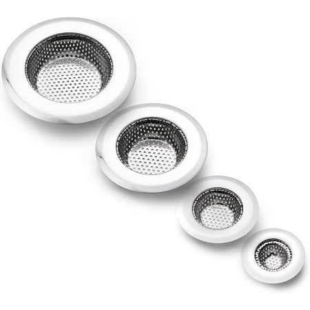 

4 Pack Heavy Duty Stainless Steel Kitchen Sink Drain Strainer Bathroom Hair Catcher Shower Drain Cover Sink Tub Drain Stopper Wash Basin Floor Drain 2.1 to 4.5 Inch Diameter Rim