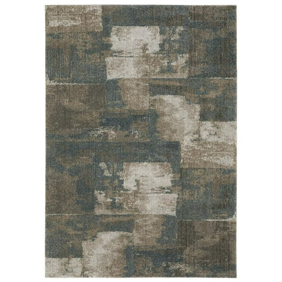 Oriental Weavers Alton Area Rug - 532B9 - 5'3" x 7'6" - in Teal/ Gray - Modern Style, Stain Resistant, Family and Pet Friendly , Bedroom, Office Rug