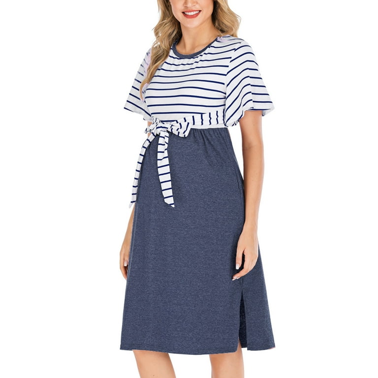 Maternity Short Sleeve Summer Stripped Pregnancy Maternity Short Sleeve Summer Stripped Pregnancy
