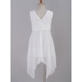 thumbnail image 4 of Hansber Junior Bridesmaid Dress Wedding Flower Girls Chiffon Sleeveless V-neck Asymmetrical Summer Sundress White 14, 4 of 7