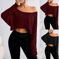thumbnail image 1 of Top para mujer,Blusa de poliéster con hombros descubiertos y manga larga, camisa informal lisa para mujer, ideal para el hogar, sopatenor, 1 of 7