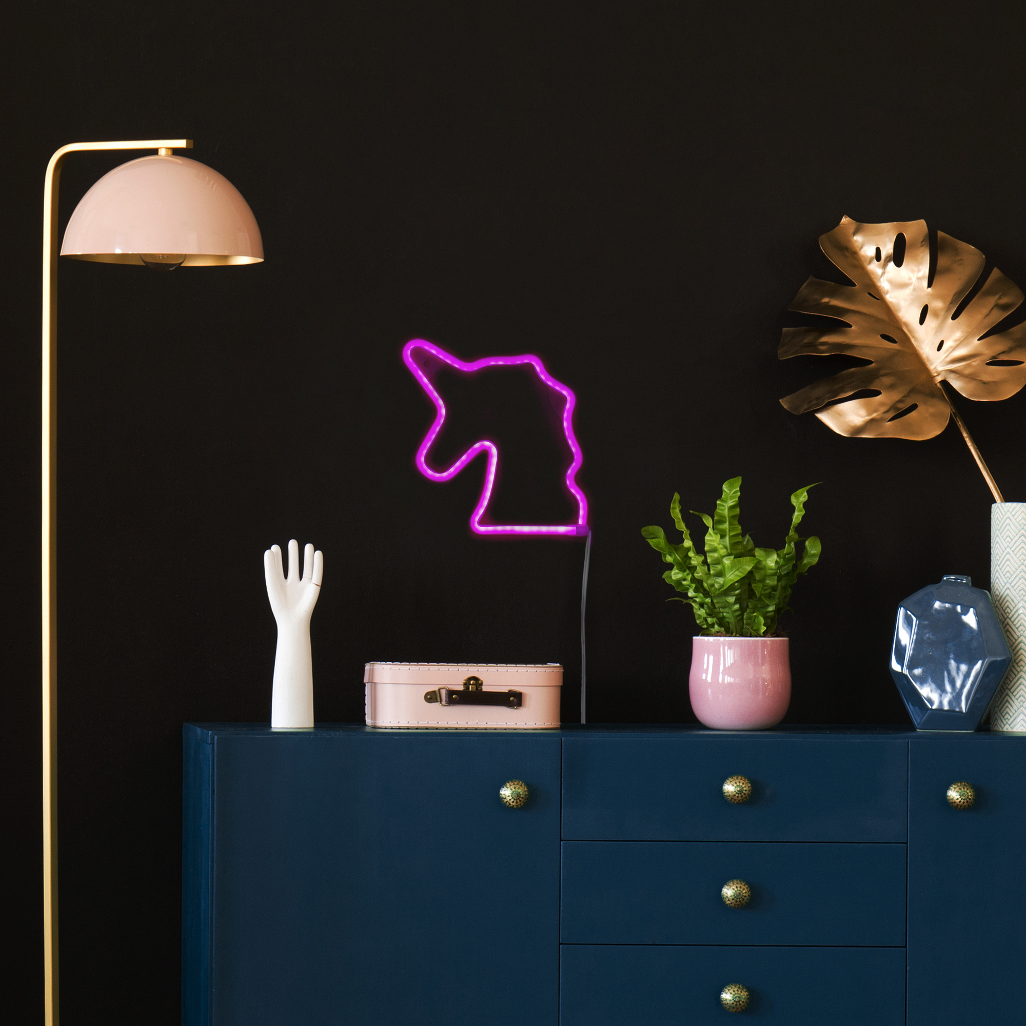 11.75" Battery Operated Neon Style LED Lighted Pink Unicorn Sign