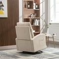 thumbnail image 4 of Upholstered Recliner Chair, Comfy Swivel Glider Chair Leisure Chair with Metal Base and Side Pocket, Modern Rocking Chair Single Sofa with High Backest for Living Room Bedroom Office, Beige, 4 of 7