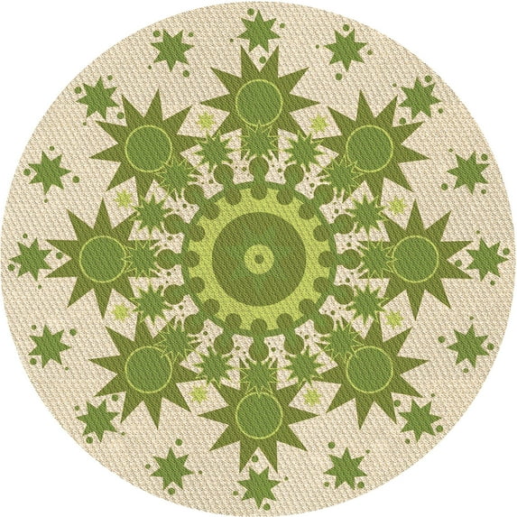 Ahgly Company Indoor Round Patterned Khaki Gold Area Rugs, 8' Round
