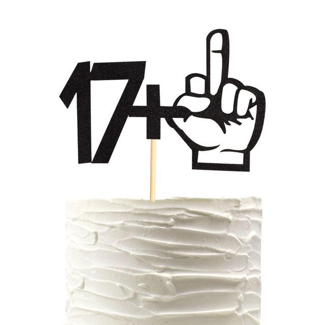 Dedo medio con purpurina negra con purpurina para cumpleaños número 18, de Cake Topper Arthsdite