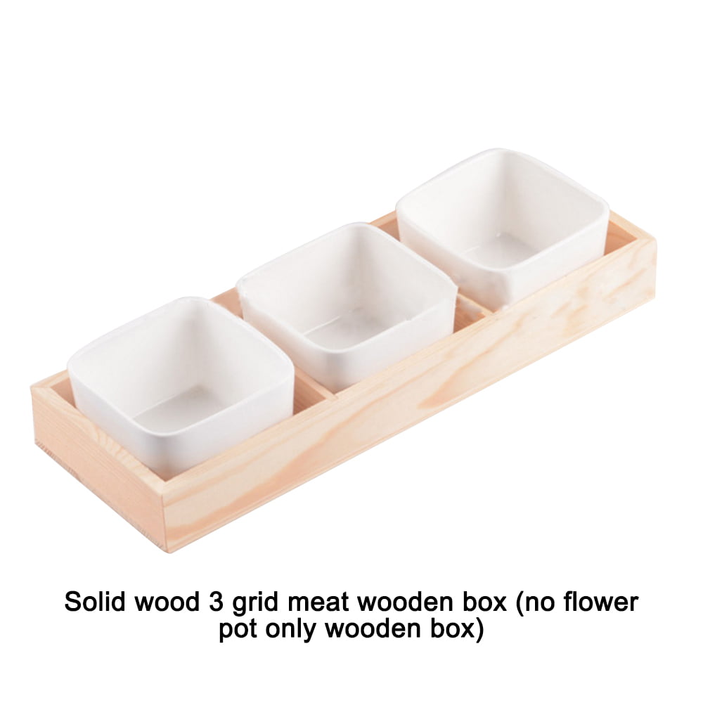 5 Grid Wooden Succulent Plant Fleshy Flower Pot Box Tray Decorative Container 