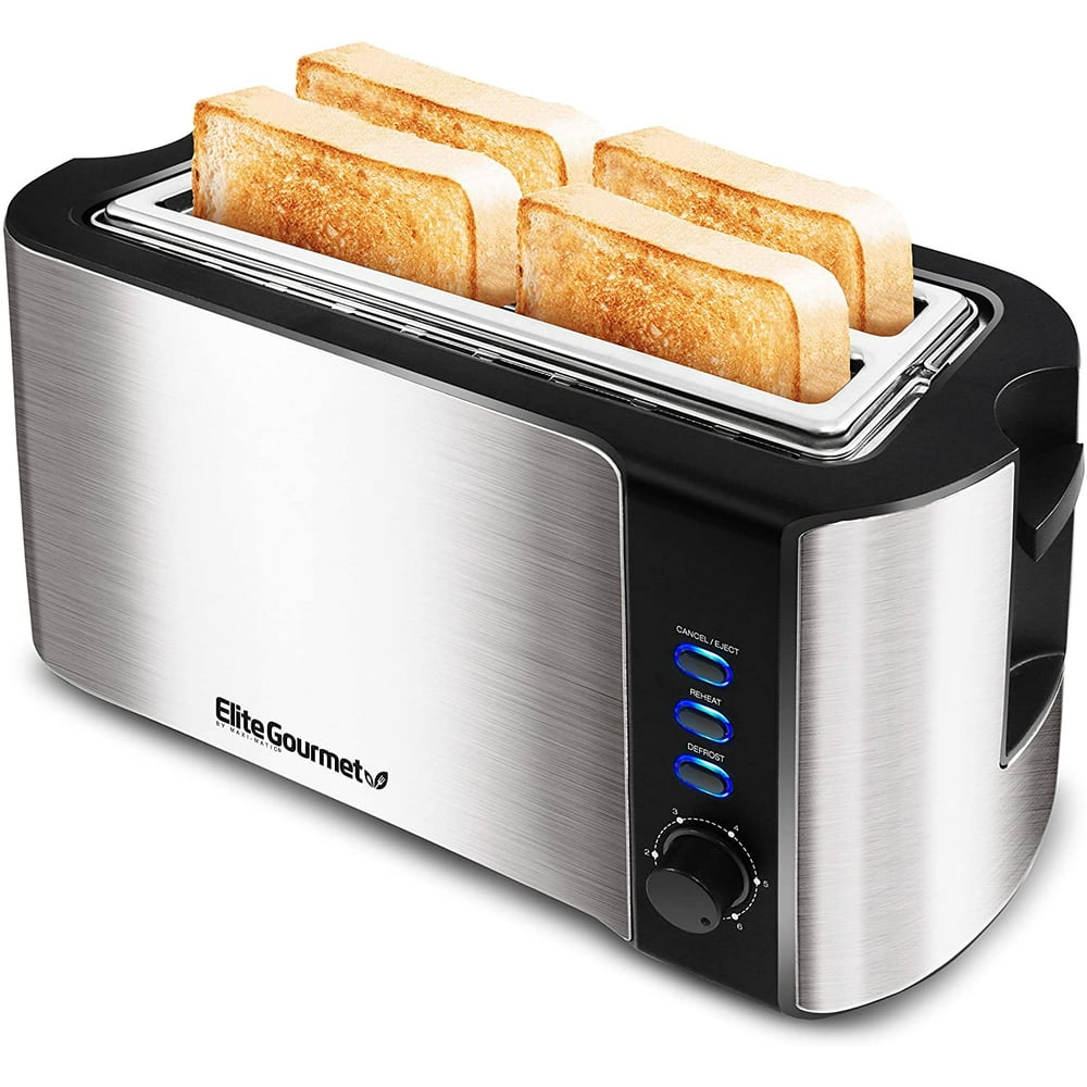 Elite Gourmet ECT3100 MaxiMatic 4 Slice Long Toaster with Extra Wide