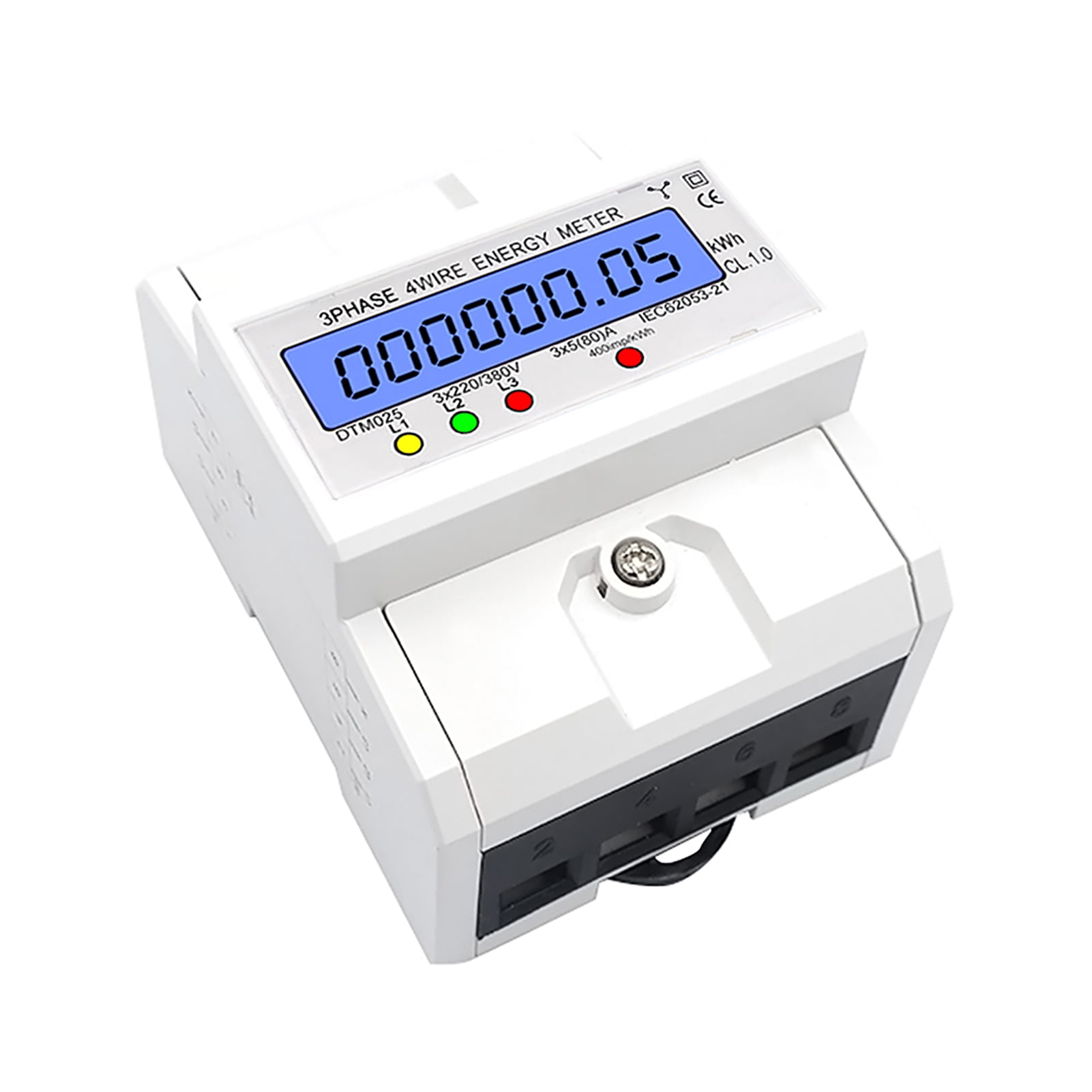 Electric 3 Phase 4 Wire Energy Meter 220/380V 5-80A Energy Consumption KWh Meter DIN Rail Installation Digital Electric Power Meter With LCD Backlight Display