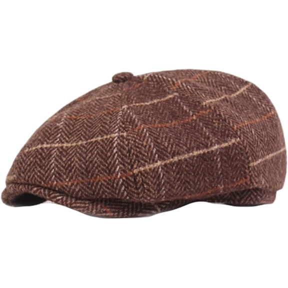 CoCopeaunts Plaid Octagonal Newsboy Cap Beret Cap Autumn Winter Hat Vintage Artist Painter Hat Men Women Flat Cap Berets Men