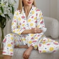 thumbnail image 6 of Pofeuu Tropical Fruit Print Womens Pajamas Set Long Sleeve Sleepwear Button Down Nightwear Soft Pj Lounge Sets Button Down Pajamas Women-Medium, 6 of 7
