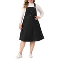 thumbnail image 2 of Vestidos de Mezclilla para Mujeres de Talla Grande Agnes Orinda con Botones y Tirantes Ajustables Midi 3X Negro, 2 of 5