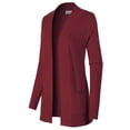 thumbnail image 3 of Made by Olivia Women's Open Front Long Sleeve Classic Knit Cardigan Marsala 2XL, 3 of 4