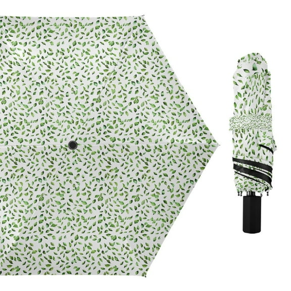Scattered Small Leaves Compact Sun Umbrella Windproof Travel Umbrellas for Rain Strong Portable UV Protection