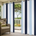 thumbnail image 3 of Navy Blue Aqua Striped Outdoor Curtains for Patio Waterproof, Windproof Privacy Curtains with Weighted Bottom, Farmhouse Stripe Art Outside Drapes for Picnic Garage Backyard Cabana 54"x84" 1 Panel, 3 of 8