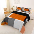 thumbnail image 3 of Castle Fairy Mid Century Geometric Panel Full Size Comforter Sets 3-Piece,Minimalism Color Block Bedding Comforter Set,Terracotta Gray Black,Reversible,1 Comforter and 2 Pillowcases, 3 of 6