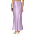 thumbnail image 5 of Women's Satin Skirt Flowy A Line Cocktail Party Wedding High Waist Long Midi Skirts Summer Vacation Outfits, 5 of 5