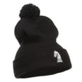 thumbnail image 4 of Chess Piece Knight Embroidered Pom Beanie - Black OSFM, 4 of 5