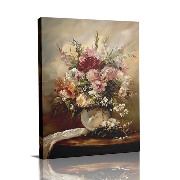 Wallume Store Vintage Floral Bouquet Still Life Canvas Wall Art - Affordable Stylish Home Decor